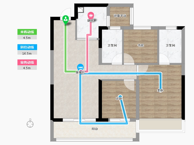 浙江省-温州市-熙悦里-75.80-户型库-动静线