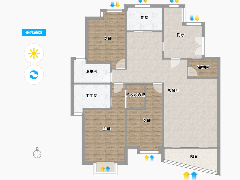 四川省-成都市-天府长城(高新)-127.59-户型库-采光通风