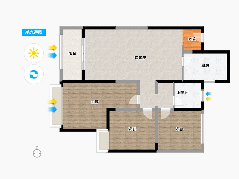 陕西省-西安市-万科幸福里-109.99-户型库-采光通风