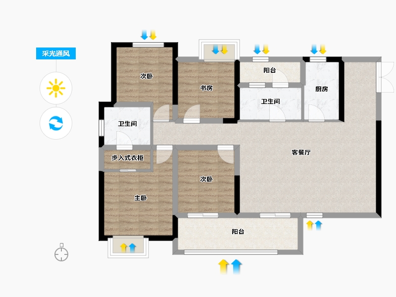 四川省-成都市-天府上城-104.72-户型库-采光通风