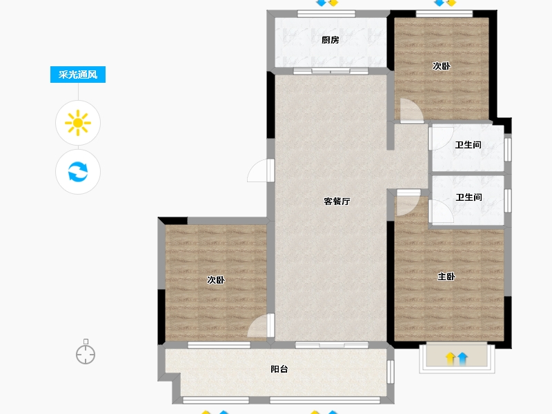 陕西省-咸阳市-长昭-105.44-户型库-采光通风