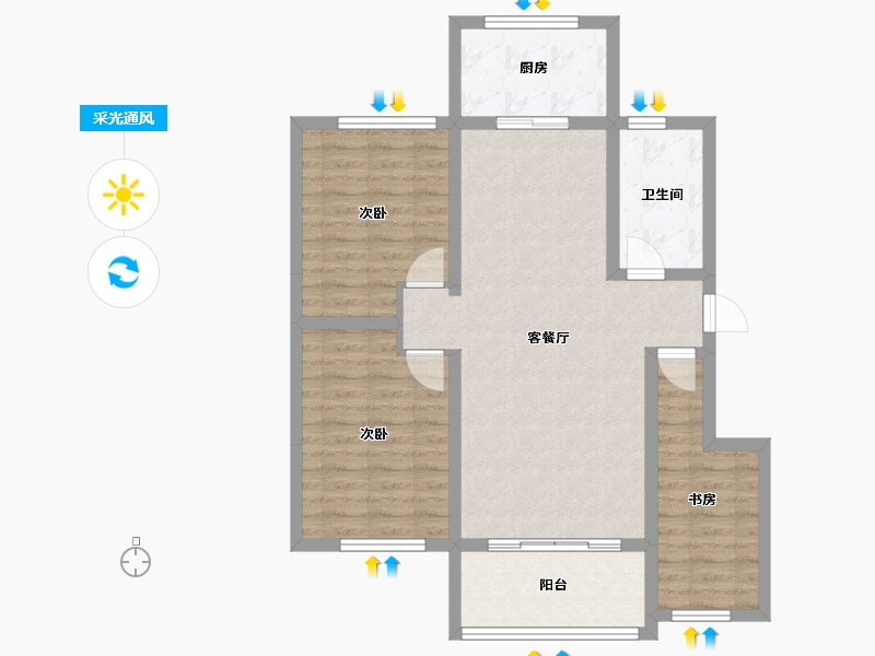 新疆维吾尔自治区-伊犁哈萨克自治州-东城家园-85.81-户型库-采光通风