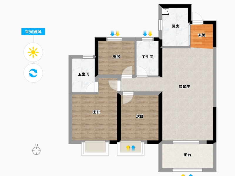 湖北省-武汉市-�吃没�府-78.75-户型库-采光通风