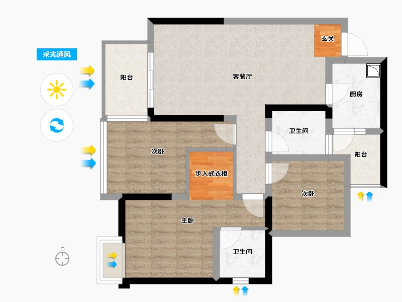 四川省-成都市-百悦国际社区相寓-78.46-户型库-采光通风