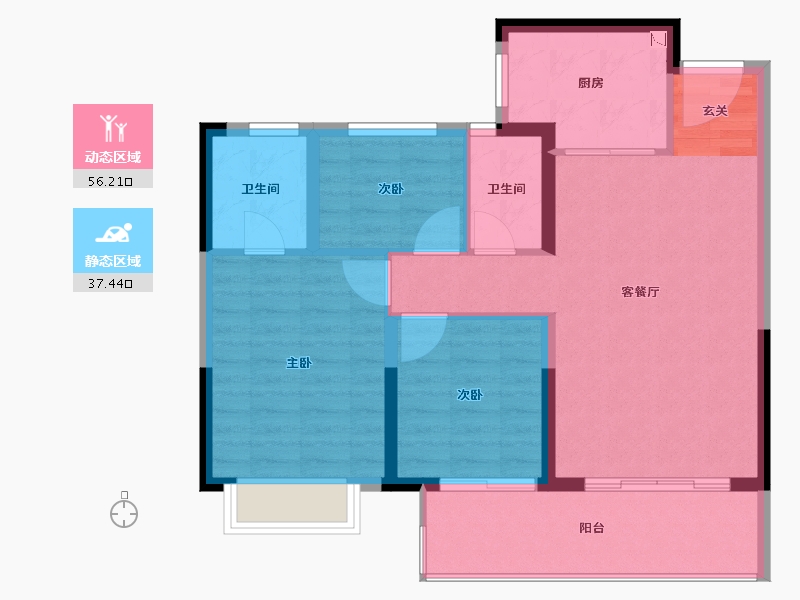 江西省-赣州市-凯旋・珑玺湾-84.81-户型库-动静分区