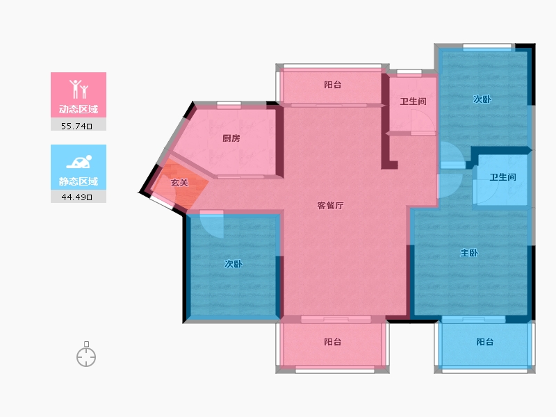 湖南省-长沙市-鸿海公园里-89.19-户型库-动静分区