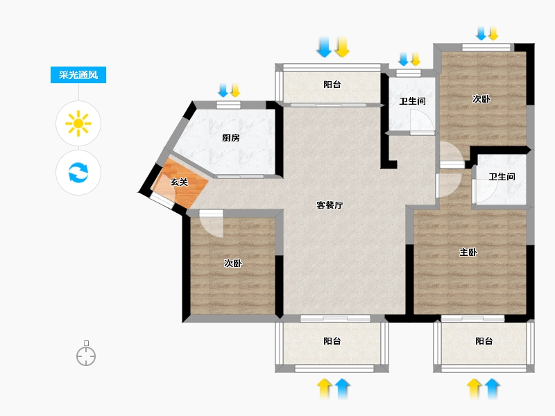 湖南省-长沙市-鸿海公园里-89.19-户型库-采光通风