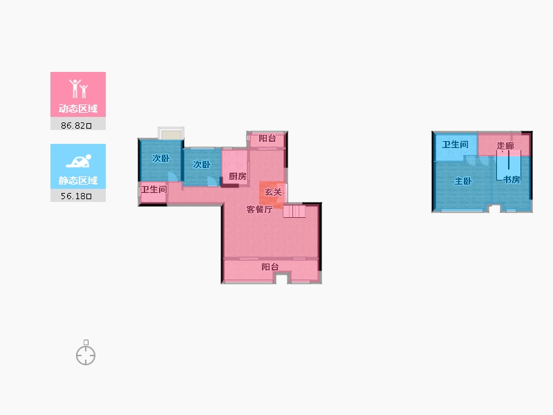 湖南省-长沙市-润和湘江天地-128.42-户型库-动静分区