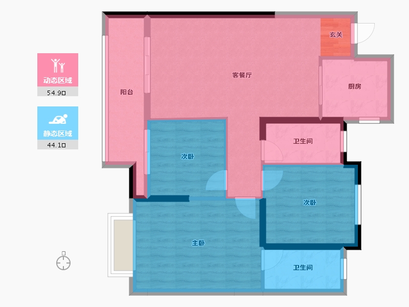 湖南省-常德市-星汇蓝湾-89.13-户型库-动静分区