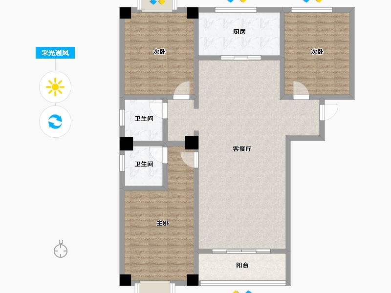 甘肃省-陇南市-金润花苑-123.00-户型库-采光通风