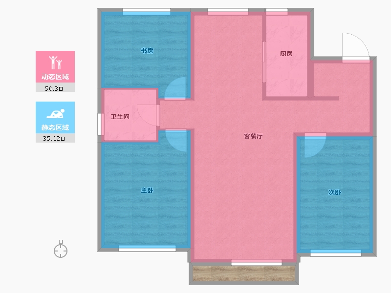 黑龙江省-哈尔滨市-御湖壹号-78.57-户型库-动静分区