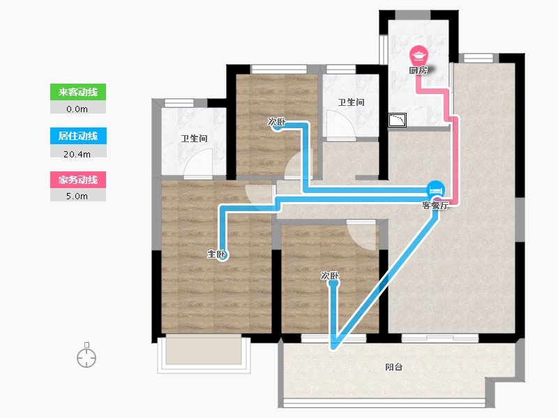 陕西省-西安市龙湖彩虹郦城-74.49户型库-动静线