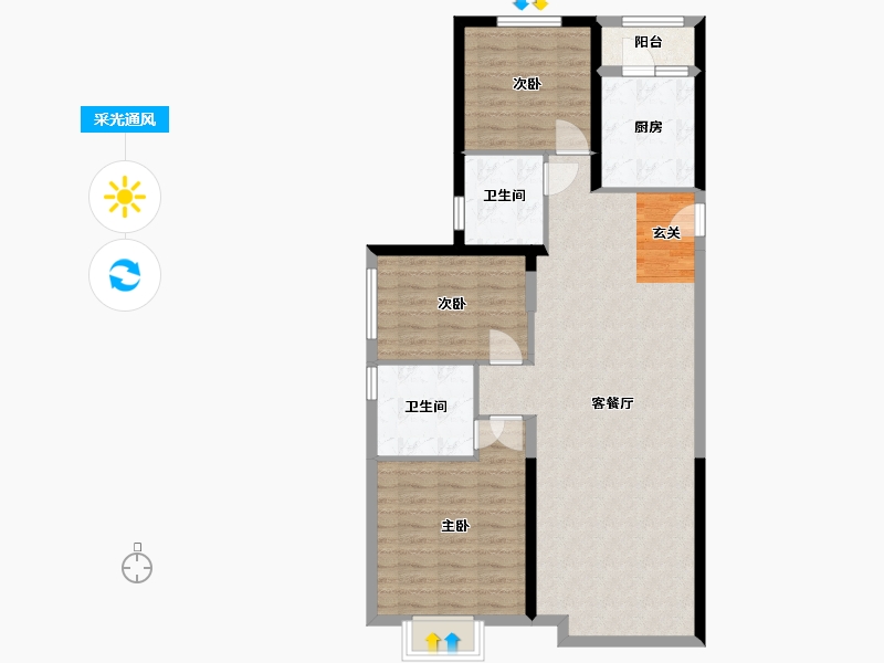 辽宁省-沈阳市-恒大滨江左岸-93.65-户型库-采光通风