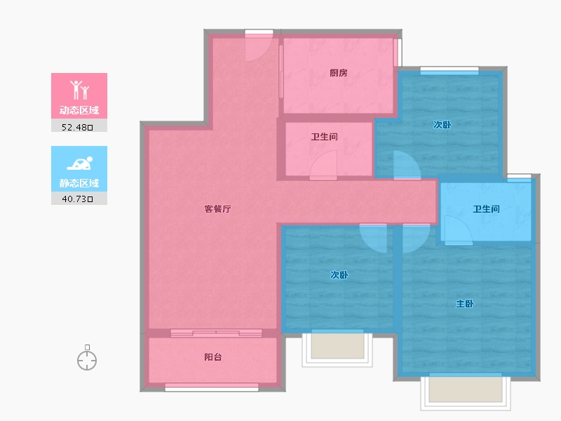 陕西省-咸阳市-彩虹光电人才公寓-83.20-户型库-动静分区