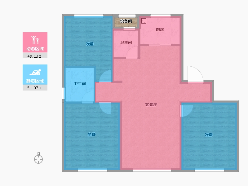 黑龙江省-哈尔滨市-汇智环球金贸城-92.79-户型库-动静分区