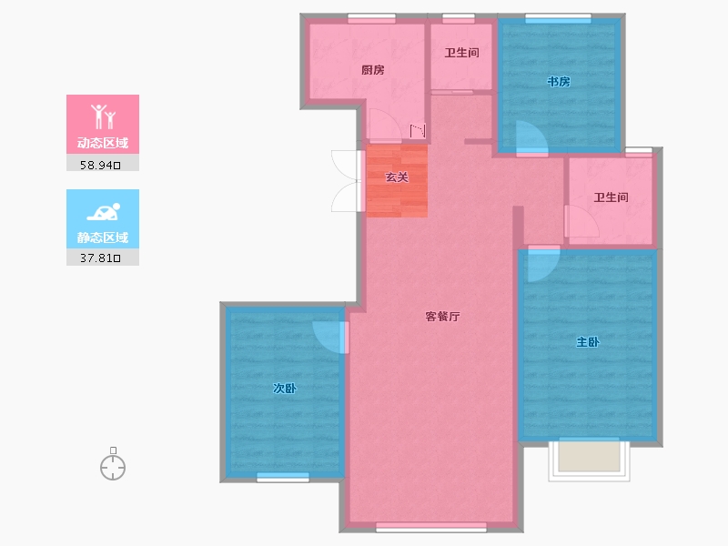 宁夏回族自治区-银川市-建发枫林湾-86.54-户型库-动静分区