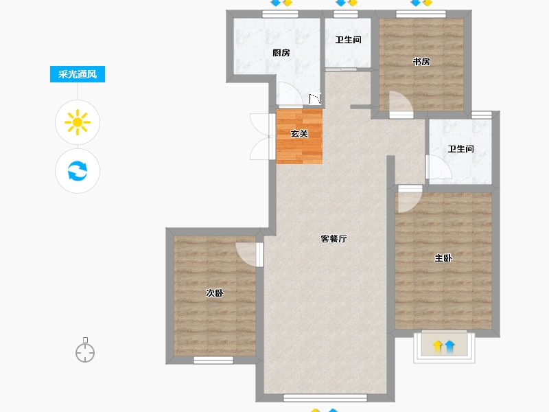 宁夏回族自治区-银川市-建发枫林湾-86.54-户型库-采光通风