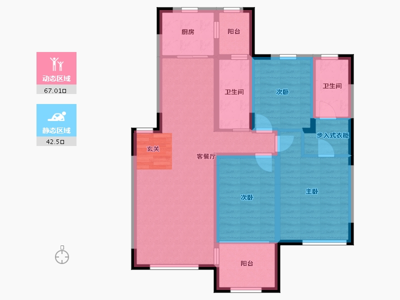 吉林省-长春市-龙翔国际观邸-97.00-户型库-动静分区