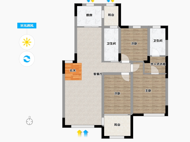 吉林省-长春市-龙翔国际观邸-97.00-户型库-采光通风