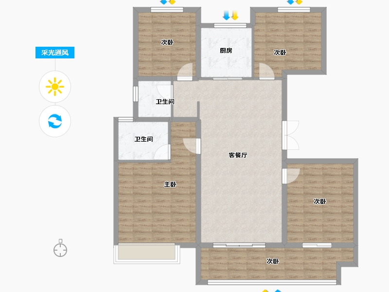 河南省-郑州市-城南正荣府-121.00-户型库-采光通风