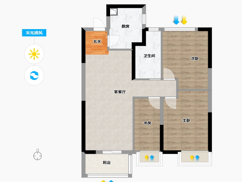 湖北省-武汉市-金融街金悦府-75.00-户型库-采光通风