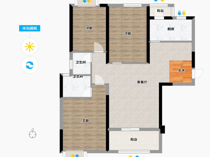 湖北省-武汉市-星湖湾-94.00-户型库-采光通风