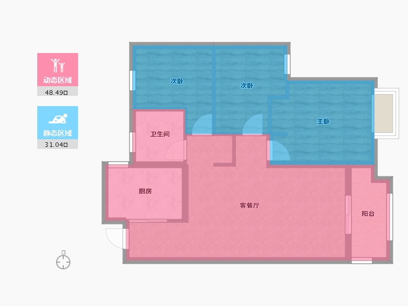 江西省-南昌市-南昌万达旅游城E区-70.94-户型库-动静分区