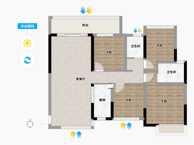 广西壮族自治区-桂林市-金科·集美·东方-98.70-户型库-采光通风