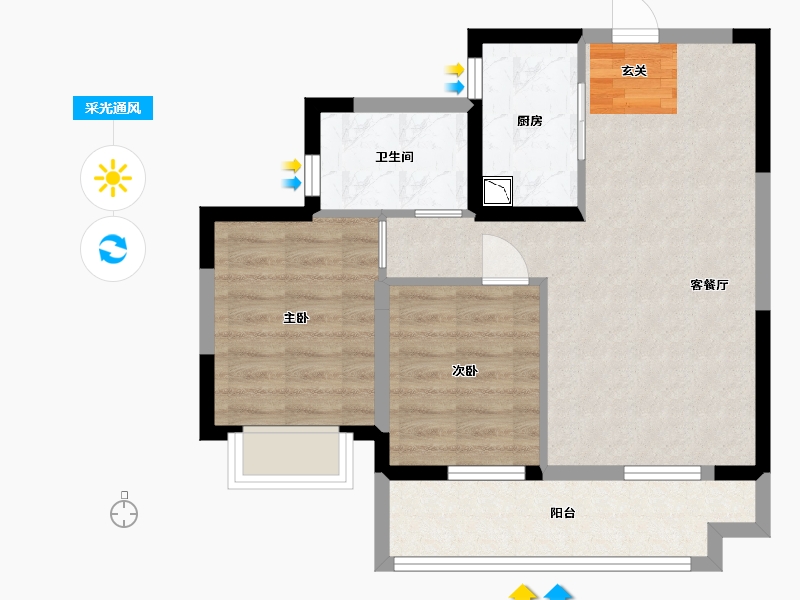 福建省-福州市-融创观樾台-61.21-户型库-采光通风