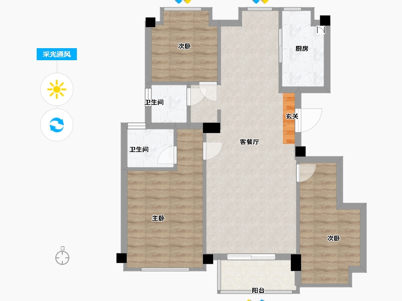 福建省-福州市-武夷澜庭-75.20-户型库-采光通风