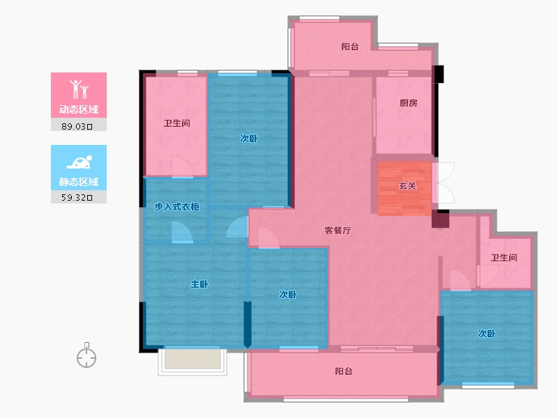 江苏省-南京市-鼓楼金茂府-133.81-户型库-动静分区