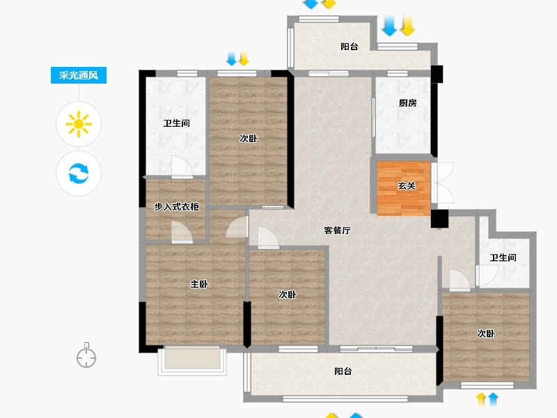 江苏省-南京市-鼓楼金茂府-133.81-户型库-采光通风