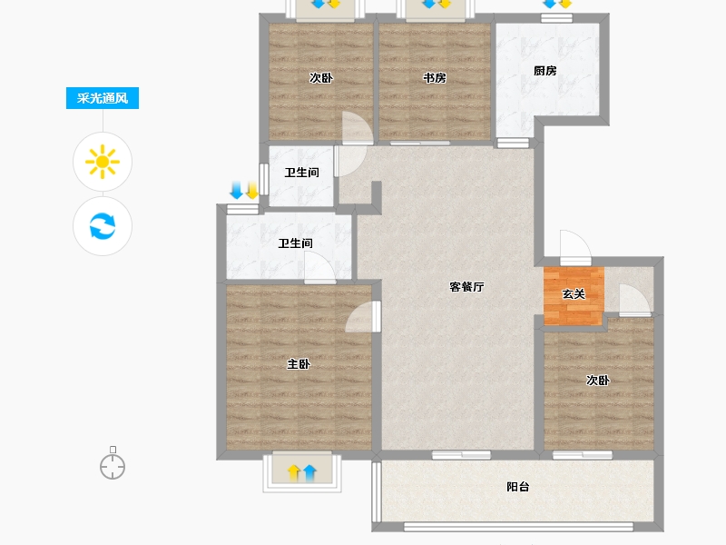 江苏省-南京市-平澜府-109.00-户型库-采光通风