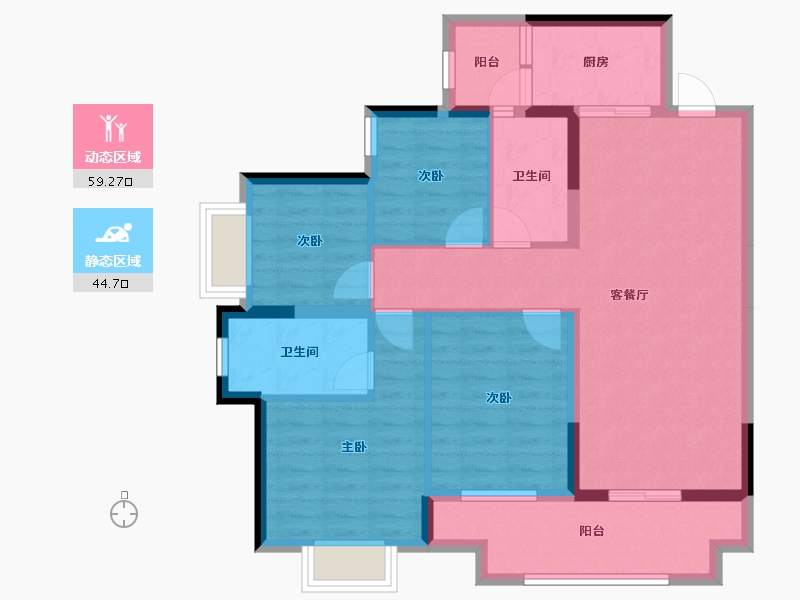 广西壮族自治区-柳州市-金科·天宸-92.37-户型库-动静分区