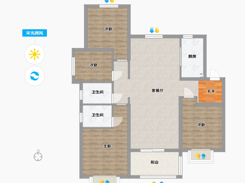 江苏省-南京市-中海原山-98.91-户型库-采光通风