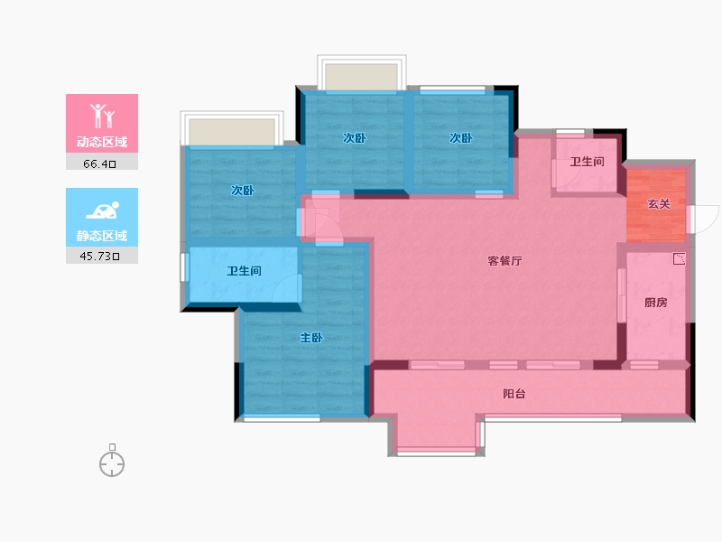 重庆-重庆市-华宇旭辉御�Z湖山-98.80-户型库-动静分区