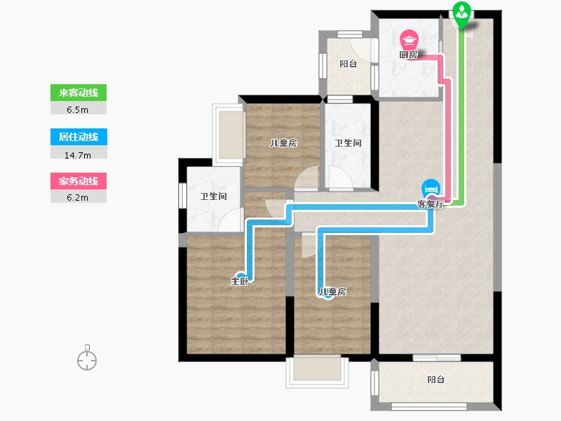 广东省-东莞市-碧桂园壹中心-87.68-户型库-动静线