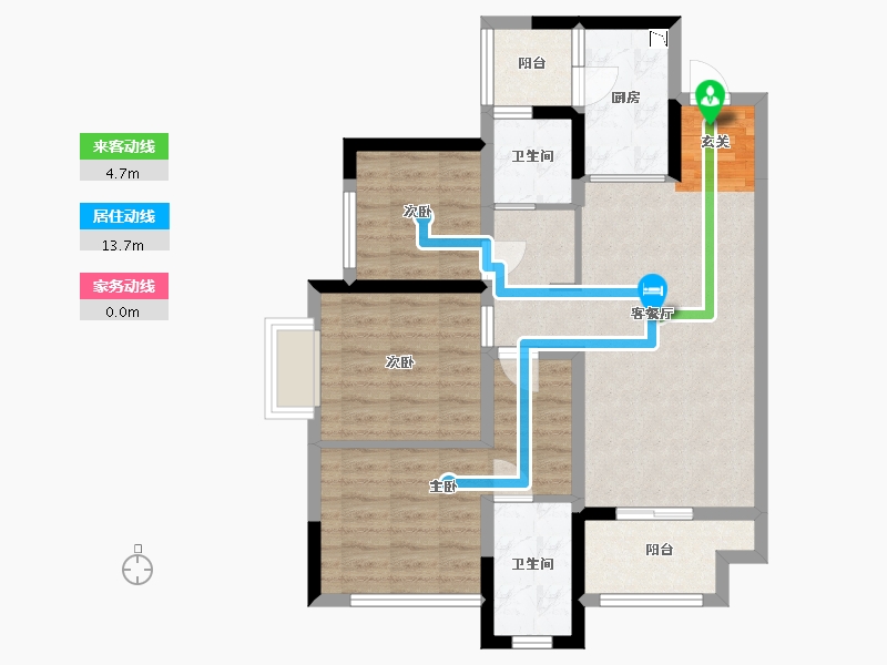 重庆-重庆市-华宇旭辉御�Z湖山-77.16-户型库-动静线