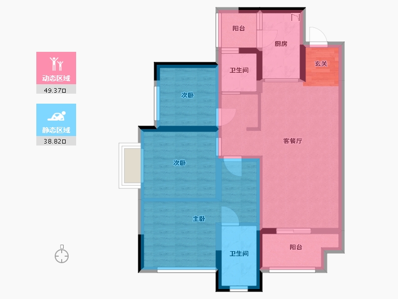 重庆-重庆市-华宇旭辉御�Z湖山-77.16-户型库-动静分区