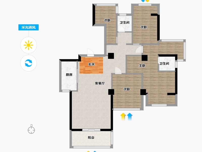 福建省-漳州市-碧湖天骄-124.78-户型库-采光通风