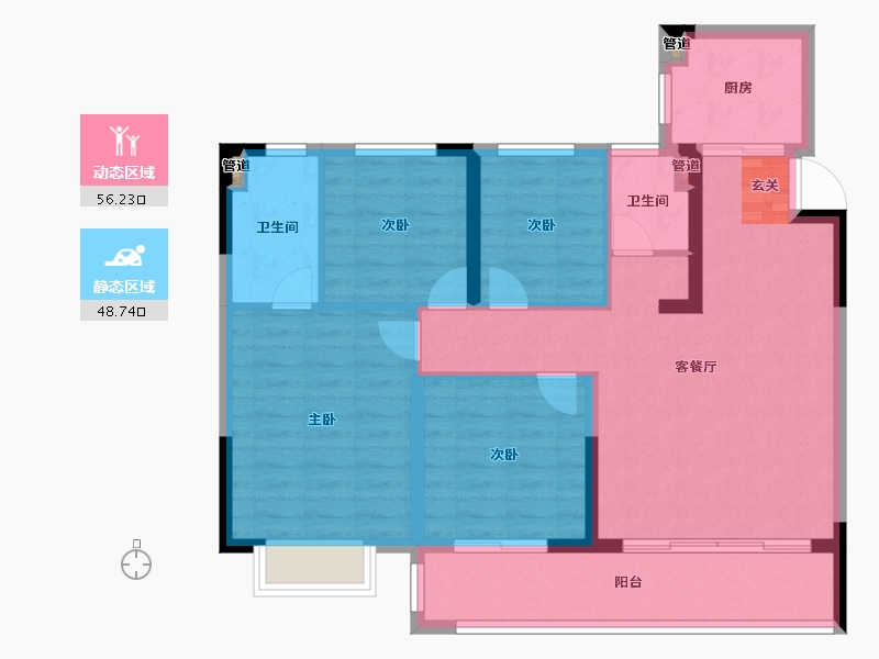 江苏省-南京市-奥园金基天著尚居-94.40-户型库-动静分区