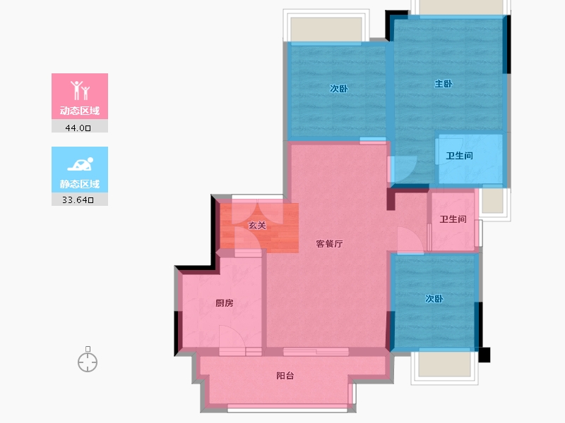 重庆-重庆市-金科・博翠山麓-68.58-户型库-动静分区