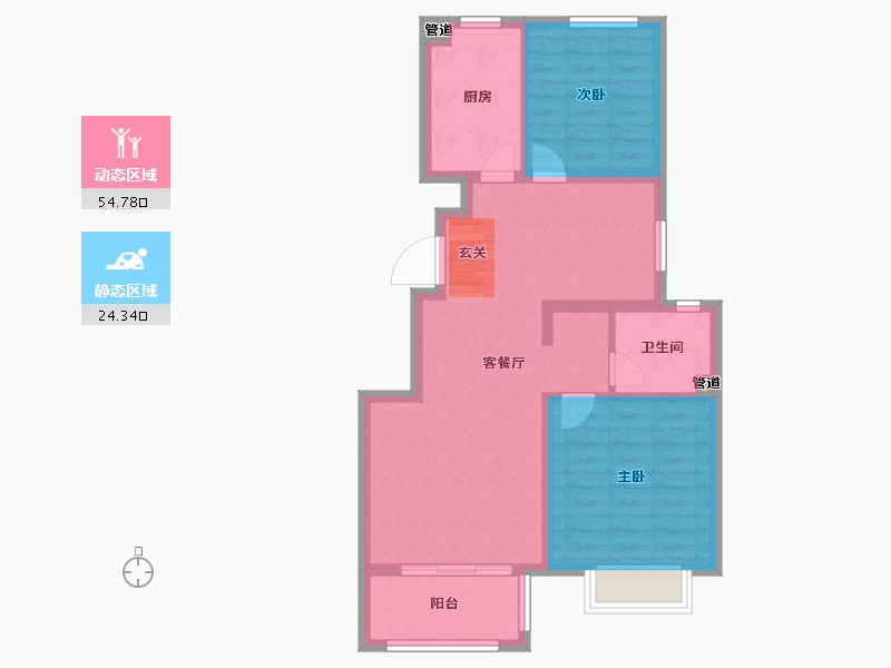 山东省-烟台市-恒基旭辉・玲珑翠谷-71.00-户型库-动静分区