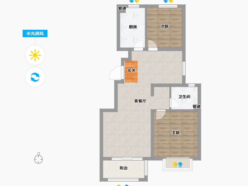 山东省-烟台市-恒基旭辉・玲珑翠谷-71.00-户型库-采光通风