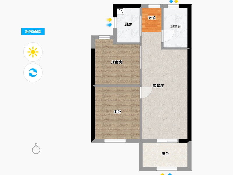 福建省-福州市-翡丽云邸-53.36-户型库-采光通风