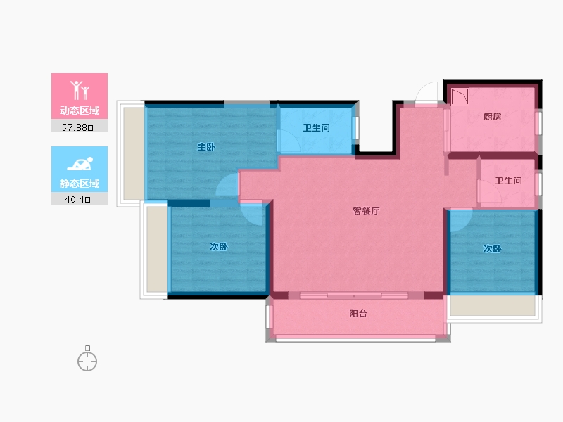 河南省-郑州市-万科城7期-87.78-户型库-动静分区