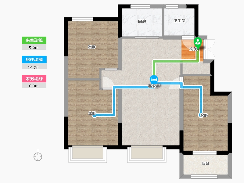 天津-天津市-塘沽湾 中建城 二期 澜河湾-77.56-户型库-动静线