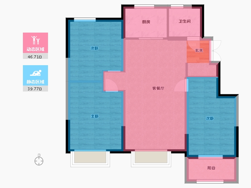 天津-天津市-塘沽湾 中建城 二期 澜河湾-77.56-户型库-动静分区