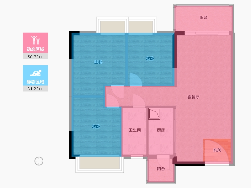 广东省-广州市-广地花园・观澜-74.39-户型库-动静分区