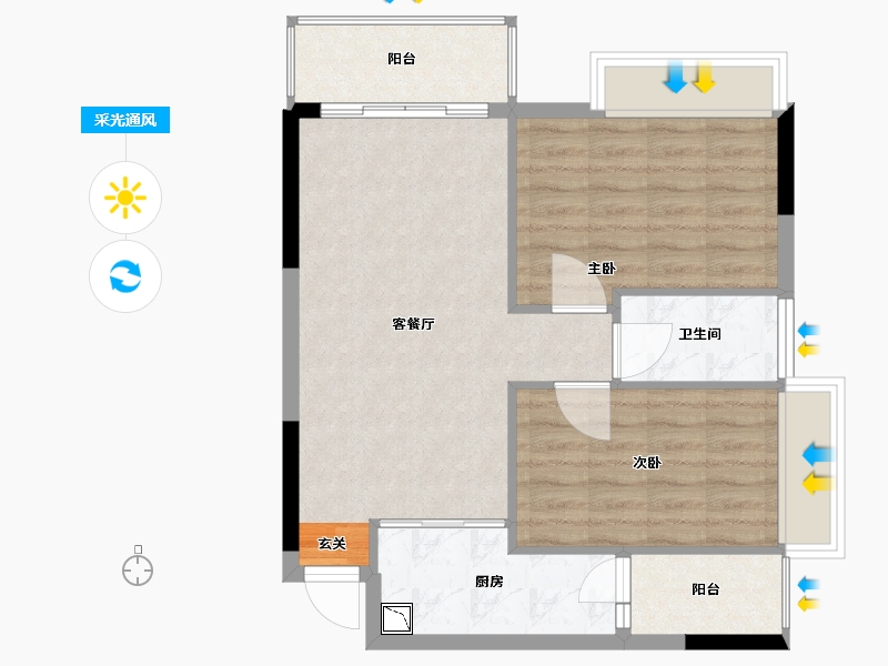 广东省-广州市-广地花园・观澜-68.04-户型库-采光通风